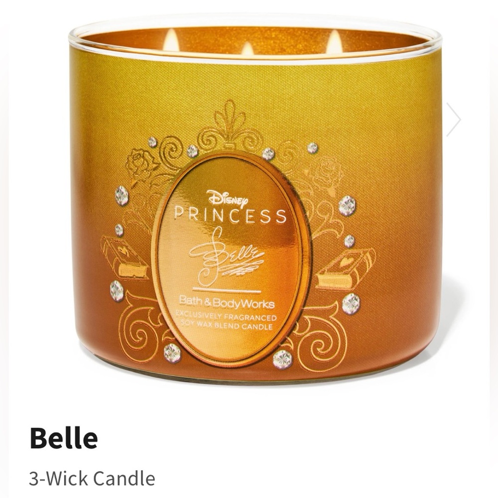 Bath and Body Works Disney Princess Belle 3-Wick Candle - Gold